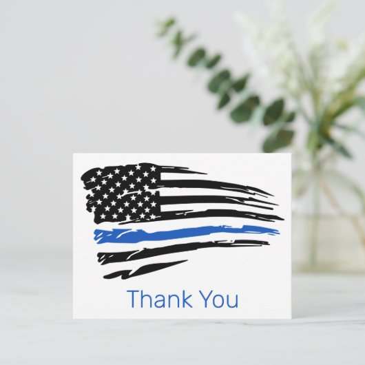 Polizeibeamter Blue Line Strafverfolgung Vielen Da Postkarte (Stehend Vorderseite)