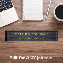 Polizeibeamter Desk Namplate Thin Blue Line Namensplakette