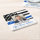 Polizeibeamter Foto Thin Blue Line Abschluss Rechteckiger Pappuntersetzer (angewinkelt)