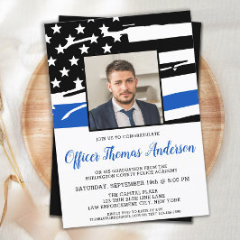 Polizeibeamter Foto Thin Blue Line für Abschluss Einladung