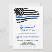 Polizeibeamter Foto Thin Blue Line Ruhestand Einladung (Vorderseite)