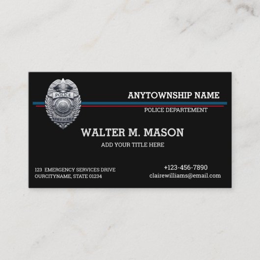 Polizeibeamter für die Blaue Linie der US-Flagge - Visitenkarte (Vorderseite)