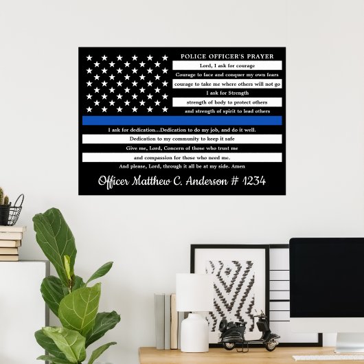 Polizeibeamter Gebet Geschenk Thin Blue Line Poster (Heimbüro)