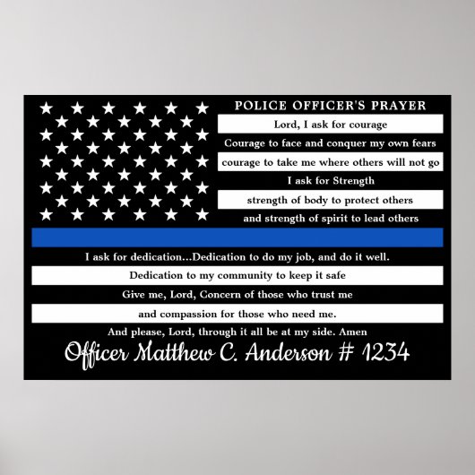 Polizeibeamter Gebet Geschenk Thin Blue Line Poster (Vorne)