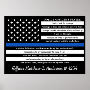 Polizeibeamter Gebet Geschenk Thin Blue Line Poster