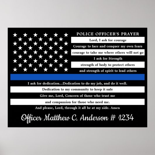 Polizeibeamter Gebet Geschenk Thin Blue Line Poster (Vorne)