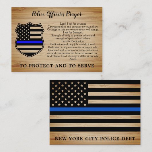 Polizeibeamter Gebet Personalisiert dünne blaue Li Visitenkarte (Vorne/Hinten)