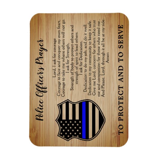 Polizeibeamter Gebet Rustic Thin Blue Line Magnet (Vertikal)
