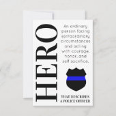 Polizeibeamter Hero Thin Blue Line Personalisiert Dankeskarte (Vorderseite)