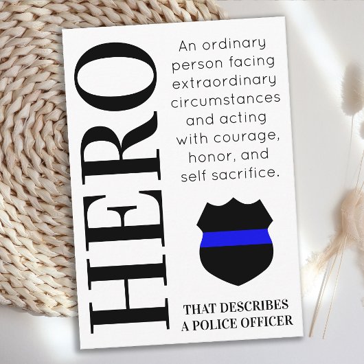 Polizeibeamter Hero Thin Blue Line Personalisiert Dankeskarte