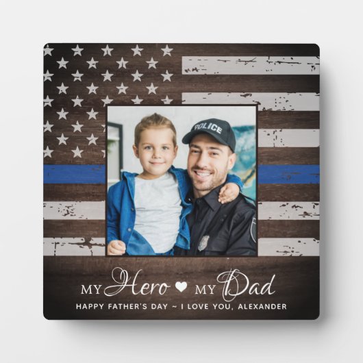 Polizeibeamter Hero Vater Personalisiertes Foto Fotoplatte (Vorderseite)