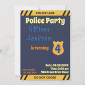 Polizeibeamter Kids Foto Template Geburtstag Einladung (Rückseite)