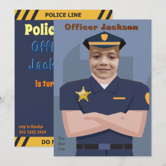 Polizeibeamter Kids Foto Template Geburtstag Einladung
