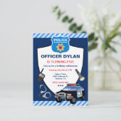 Polizeibeamter Kindergeburtstag Party Einladungspostkarte (Stehend Vorderseite)