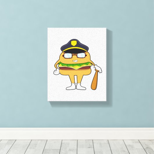 Polizeibeamter mit Polizeihut Leinwanddruck (Insitu (Holzboden))