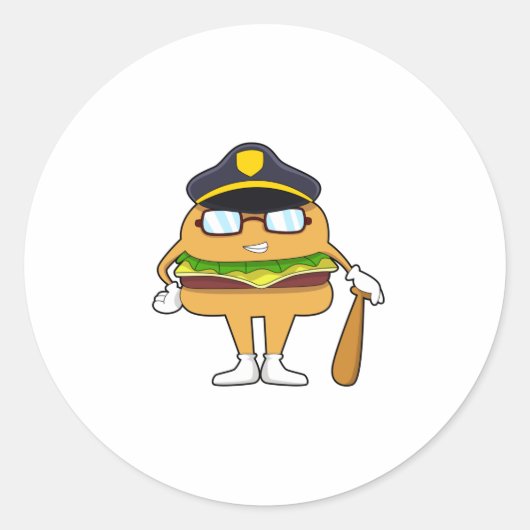 Polizeibeamter mit Polizeihut Runder Aufkleber (Vorderseite)