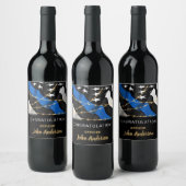 Polizeibeamter Party Abschluss Thin Blue Line Weinetikett (Flaschen)