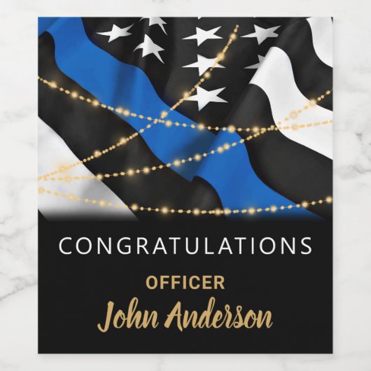 Polizeibeamter Party Abschluss Thin Blue Line Weinetikett (Einzelnes Label)