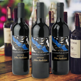 Polizeibeamter Party Abschluss Thin Blue Line Weinetikett