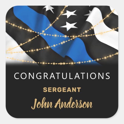 Polizeibeamter Party Blue Gold Glückwunsch Quadratischer Aufkleber (Vorderseite)