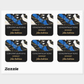 Polizeibeamter Party Blue Gold Glückwunsch Quadratischer Aufkleber (Blatt)