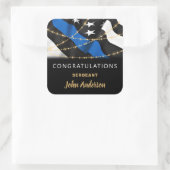 Polizeibeamter Party Blue Gold Glückwunsch Quadratischer Aufkleber (Tasche)