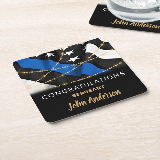 Polizeibeamter Party Blue Gold Glückwunsch Rechteckiger Pappuntersetzer (angewinkelt)