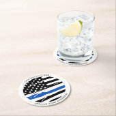 Polizeibeamter Party Thin Blue Line Gratulation Runder Pappuntersetzer (Vor Ort)