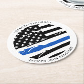 Polizeibeamter Party Thin Blue Line Gratulation Runder Pappuntersetzer (Angewinkelt)