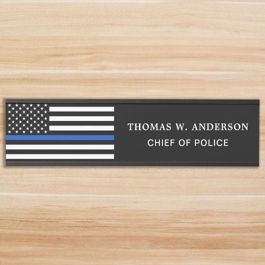 Polizeibeamter Personalisiert dünner Name der blau Türschild