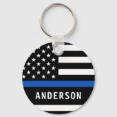 Polizeibeamter Personalisiert moderne, dünne blaue Schlüsselanhänger (Vorderseite)
