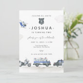 Polizeibeamter Polizeiwagen Polizist Einladung (Stehend Vorderseite)