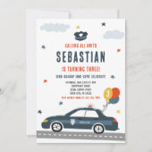 Polizeibeamter Polizist Polizist Auto Geburtstagsp Einladung (Vorderseite)