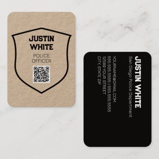 Polizeibeamter QR Code Business Card Visitenkarte (Vorne/Hinten)