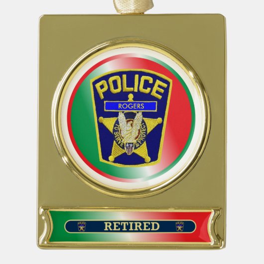 Polizeibeamter Remüde Weihnachtsschmuck Banner-Ornament Gold (Vorderseite)
