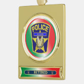Polizeibeamter Remüde Weihnachtsschmuck Banner-Ornament Gold (Links)