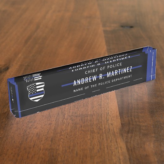 Polizeibeamter Thin Blue Line Abzeichen Polizeiabt Namensplakette (Seite)