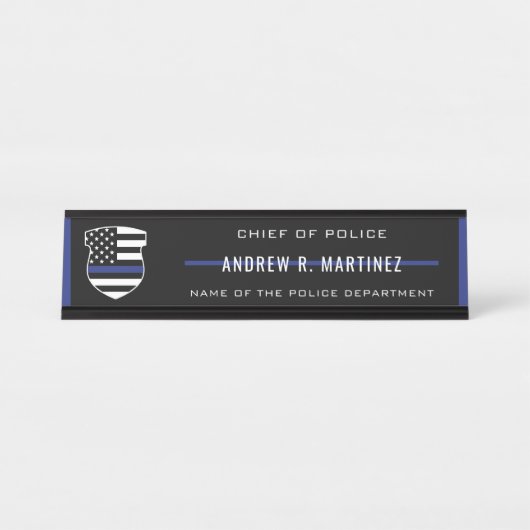 Polizeibeamter Thin Blue Line Abzeichen Polizeiabt Schreibtischnamensplakette (Vorderseite )