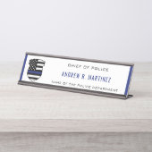 Polizeibeamter Thin Blue Line Abzeichen Polizeiabt Schreibtischnamensplakette (Vorderseite )