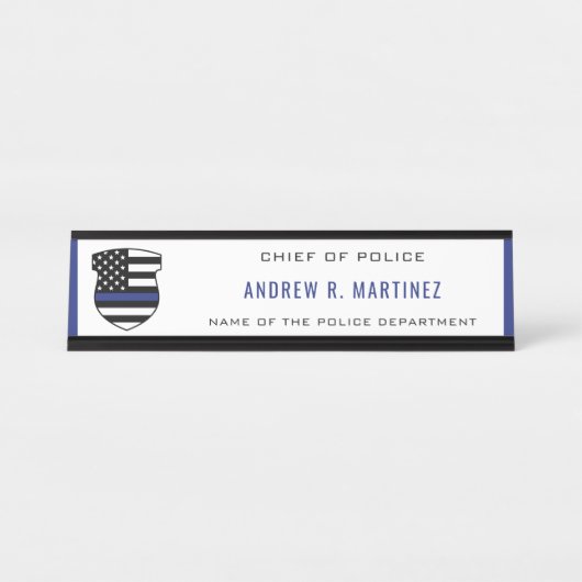 Polizeibeamter Thin Blue Line Abzeichen Polizeiabt Schreibtischnamensplakette (Vorderseite )