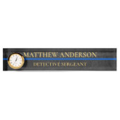 Polizeibeamter Thin Blue Line Clock Namensplakette (Vorderseite)