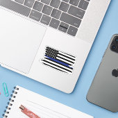 Polizeibeamter Thin Blue Line Flag Aufkleber (Laptop mit iPhone)