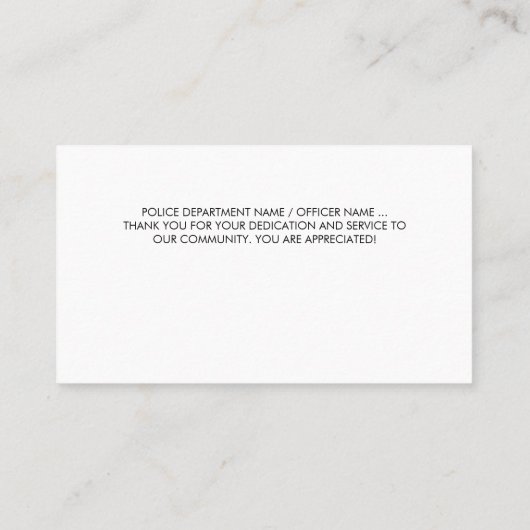 Polizeibeamter Thin Blue Line Flag Herzlichen Dank Visitenkarte (Rückseite)
