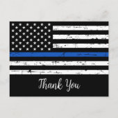 Polizeibeamter Thin Blue Line Flag Vielen Dank Postkarte (Vorderseite)