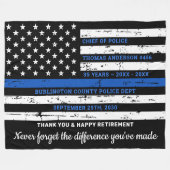 Polizeibeamter - Thin Blue Line-Flagge Fleecedecke (Vorderseite (Horizontal))