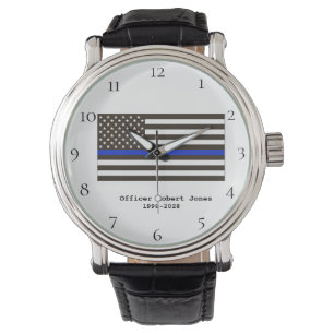 *~* Polizeibeamter Thin Blue Line Flaggenmänner Armbanduhr
