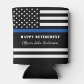 Polizeibeamter Thin Blue Line glückliche Pensionie Dosenkühler (Rückseite)