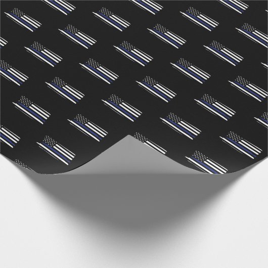 Polizeibeamter Thin Blue Line Polizist Geschenkpapier (Ecke)