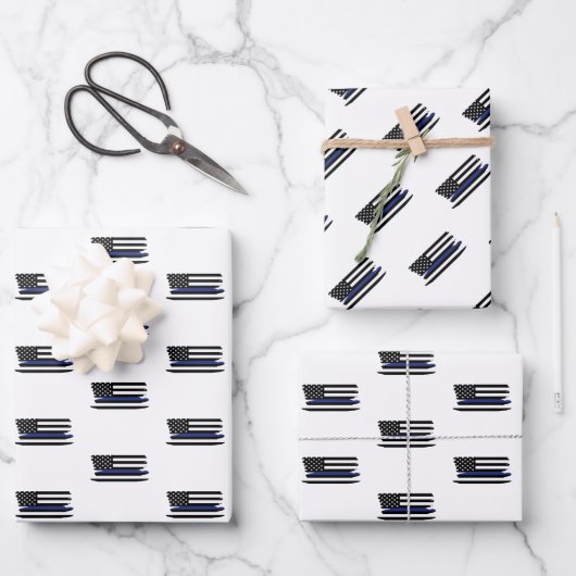 Polizeibeamter Thin Blue Line Polizist Geschenkpapier Set (Vorderseite)