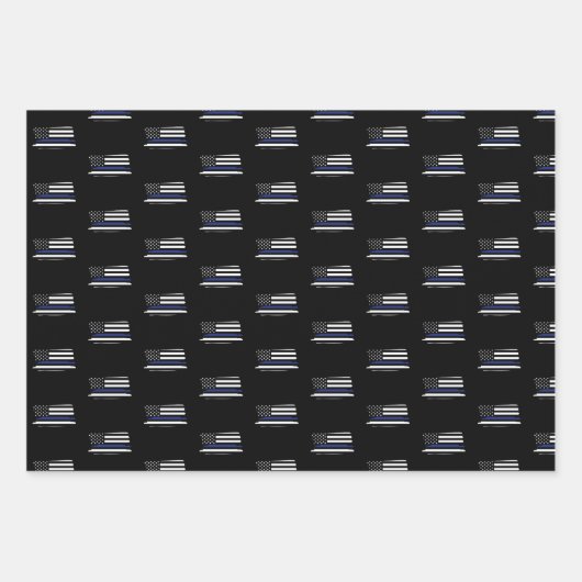 Polizeibeamter Thin Blue Line Polizist Geschenkpapier Set (Vorderseite)